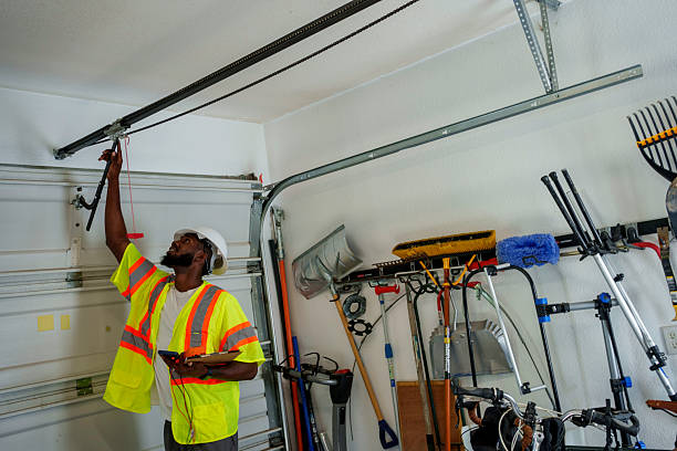 Professional Garage Door Panel Replacement technician working in Many, LA